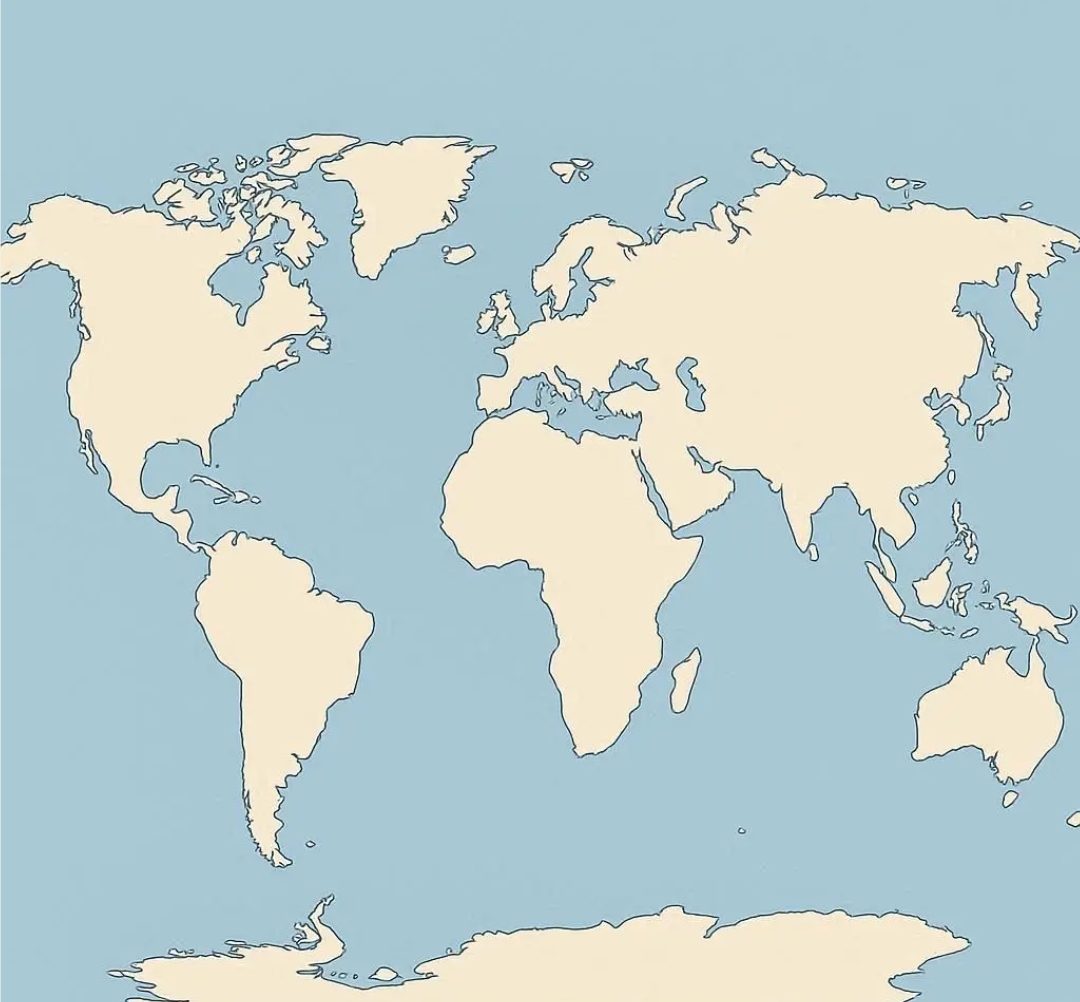 Image d'une carte du monde avec les continents et les océans