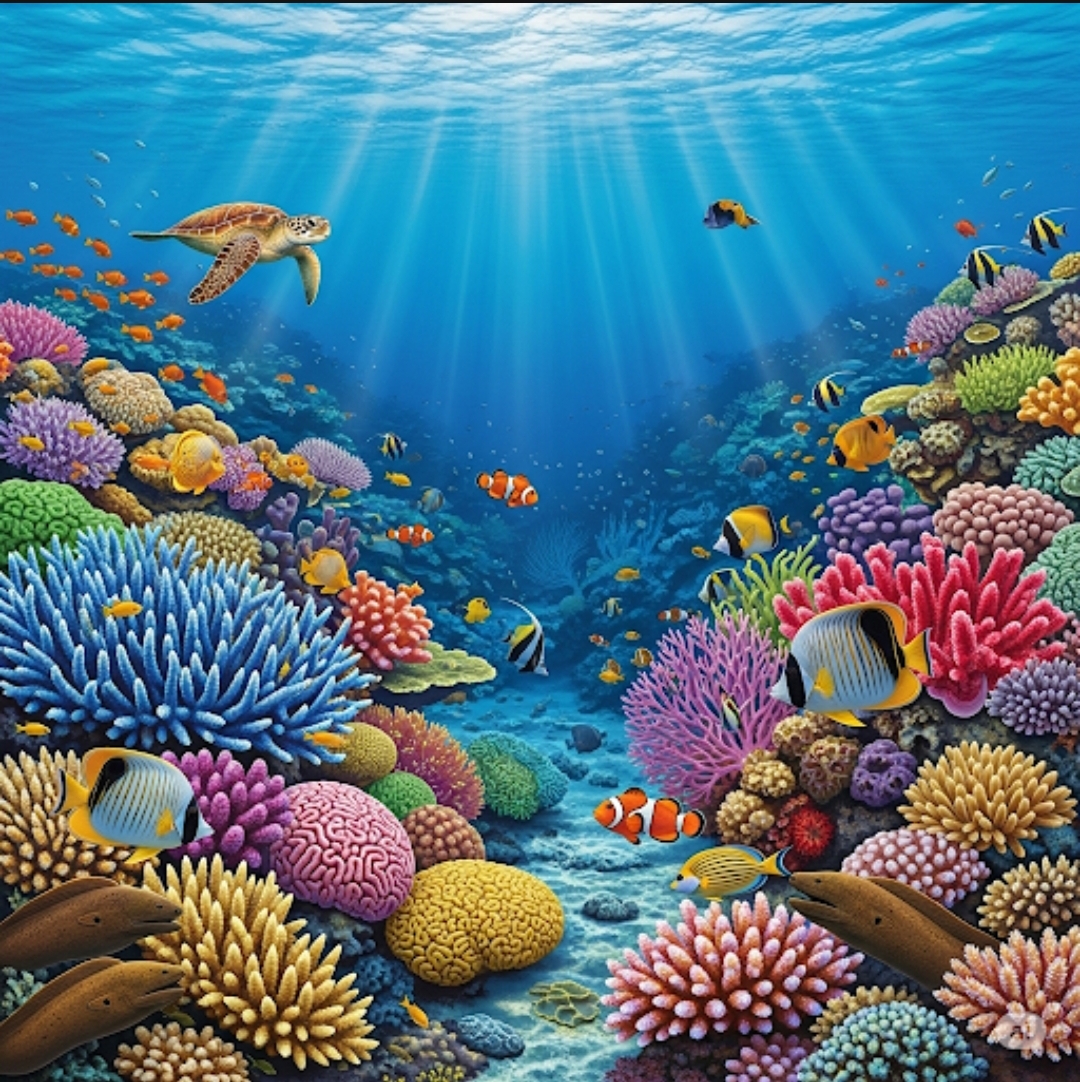 Récif corallien multicolore