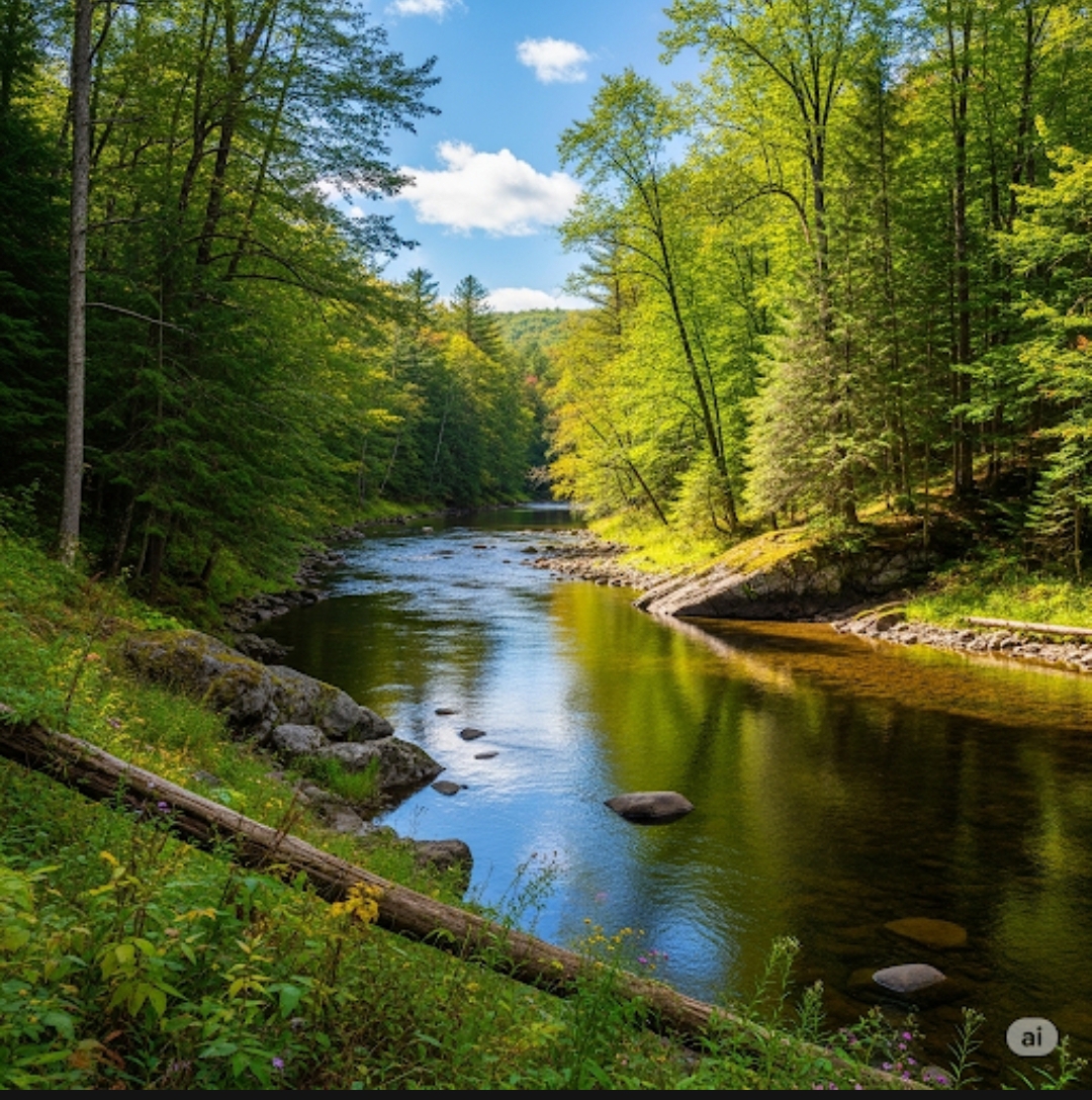 Image d'un fleuve au milieu de la nature
