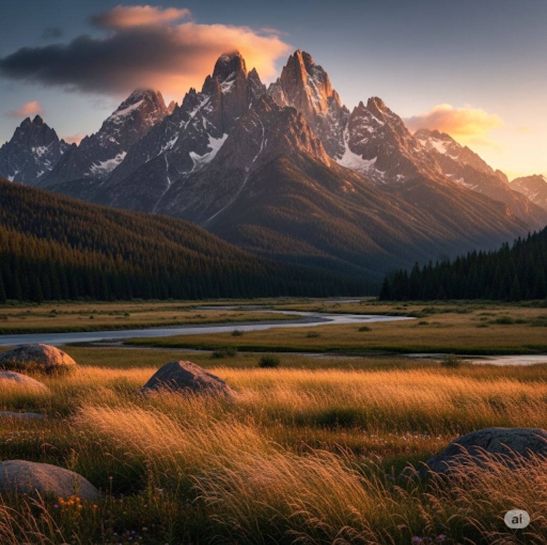Image d'un paysage de montagnes et de plaines