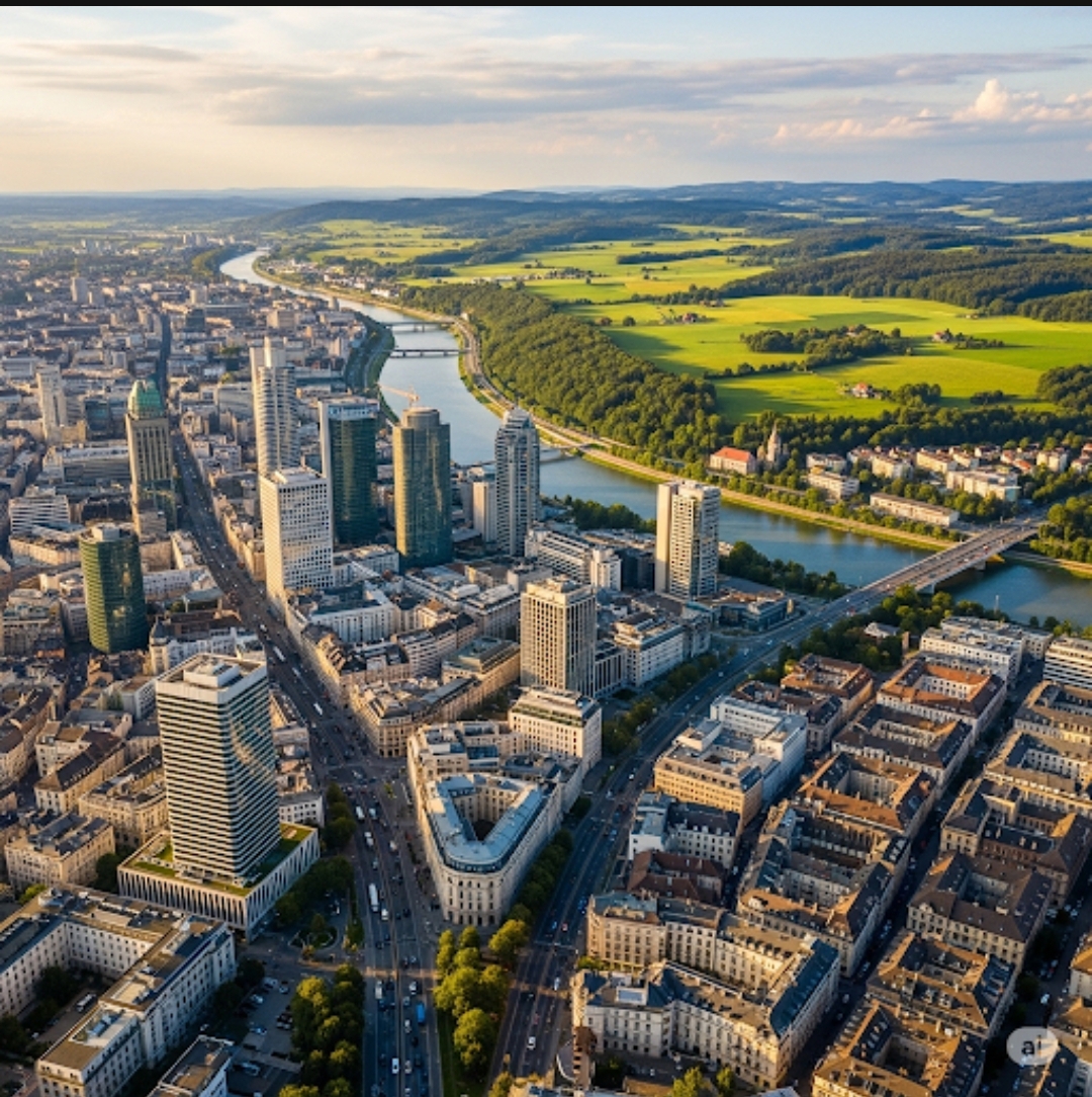 Image d'une ville et d'une campagne