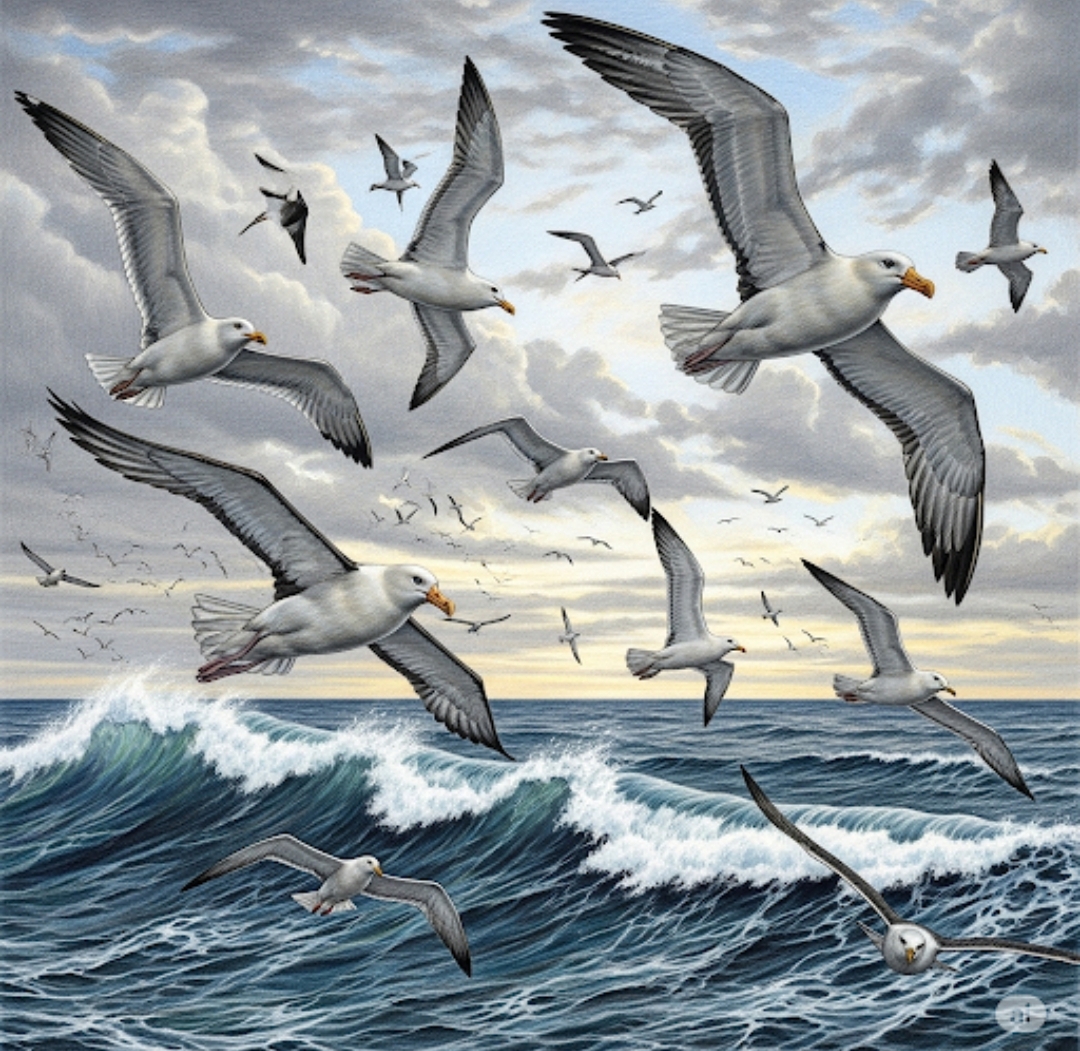 Vol d'oiseaux marins